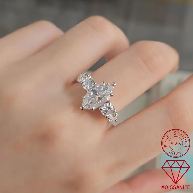 3.0ct Moissanite Gem Ring For Women In 925 Sterling Silver With GRA Certificate 7