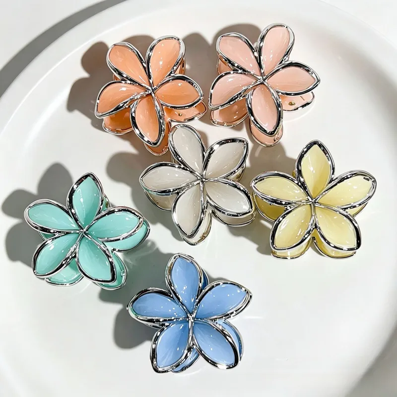 Sweet Plumeria Hair Claws For Women In Natural Pink, Made Of Durable Plastic, Perfect For Autumn Hair Accessories 7