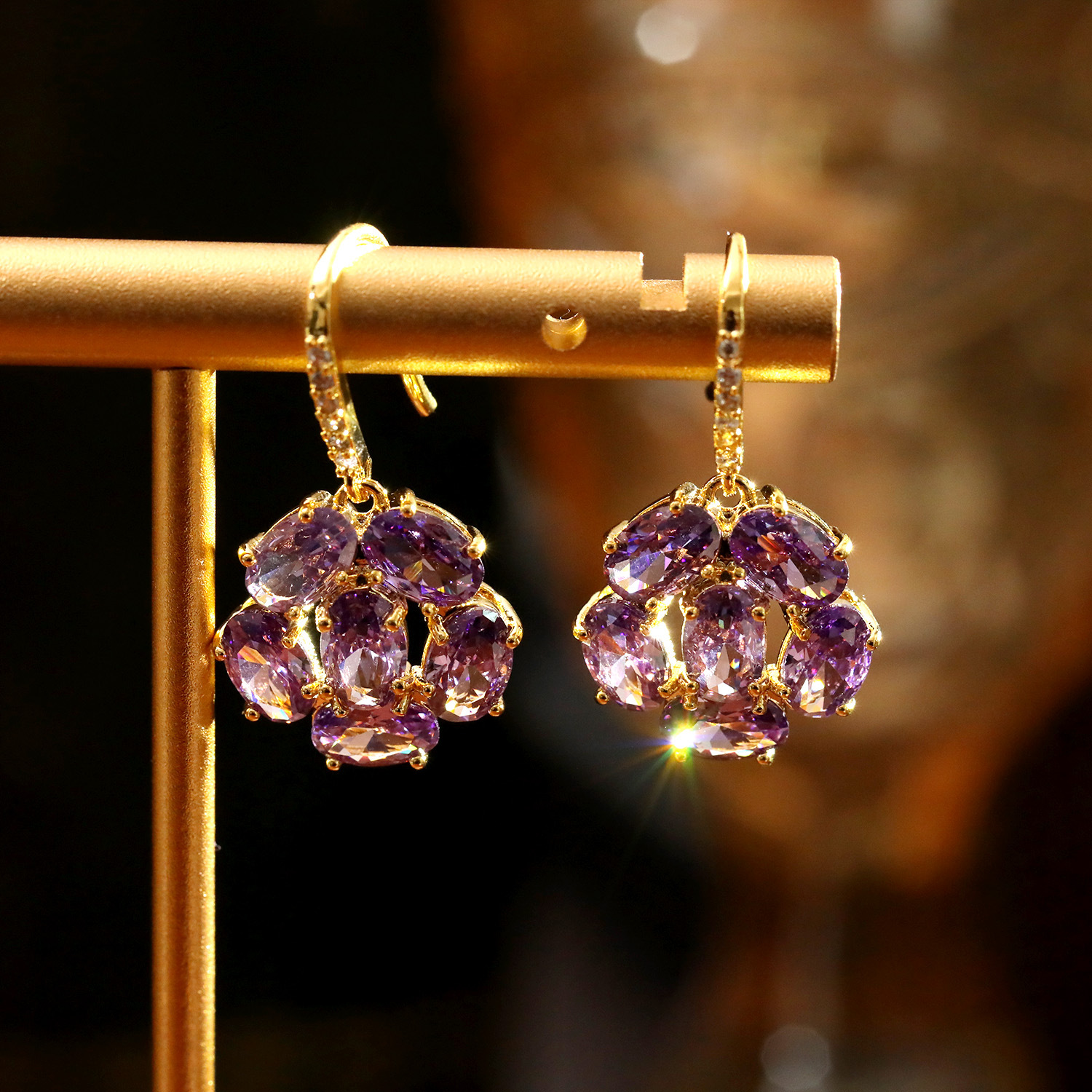 Flower Pattern Ear Hook For Women In Elegant Purple Color