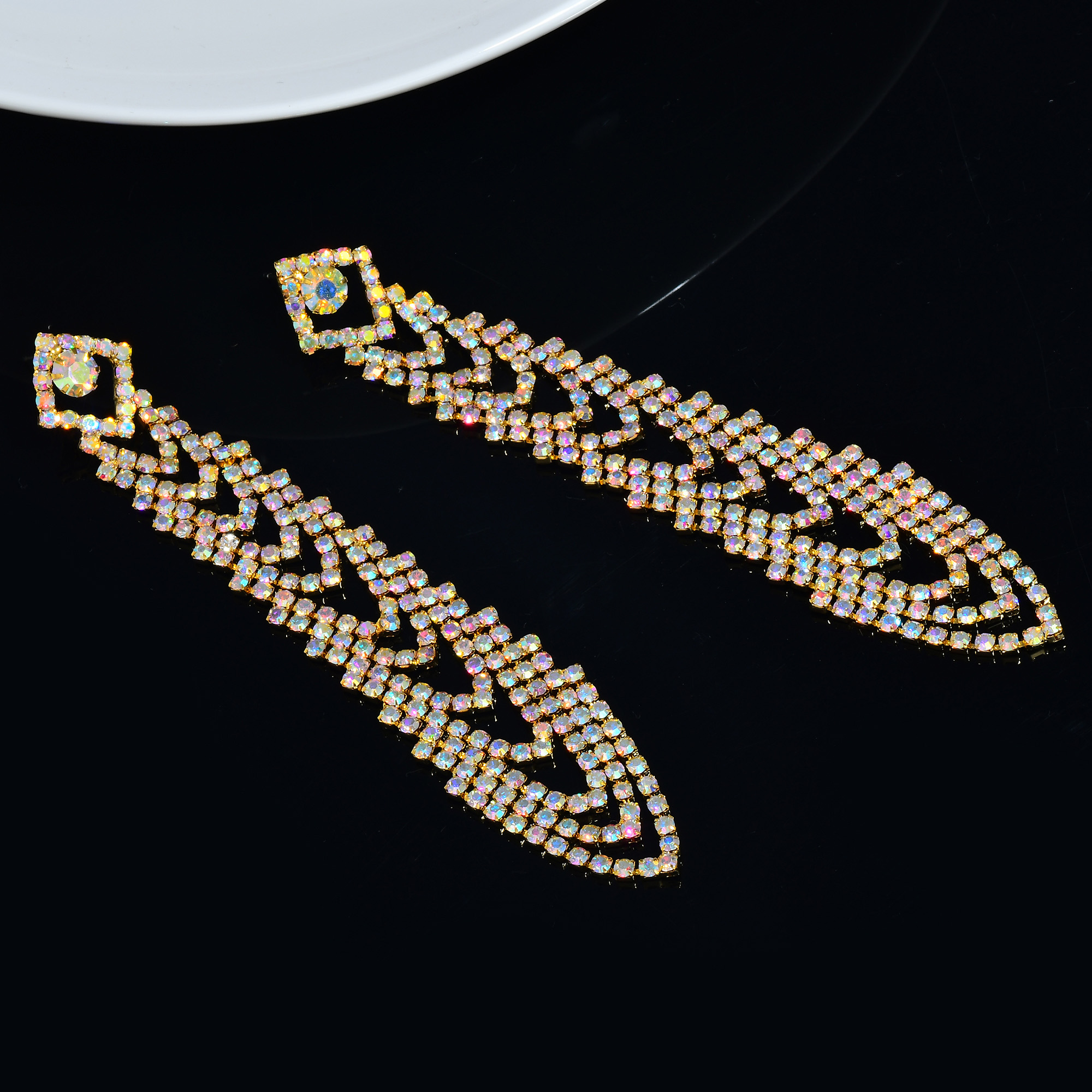 Flowers Claw Setting Earrings For Women In Copper With Water Plating And Rhinestone Inlay, Drop Earrings 4