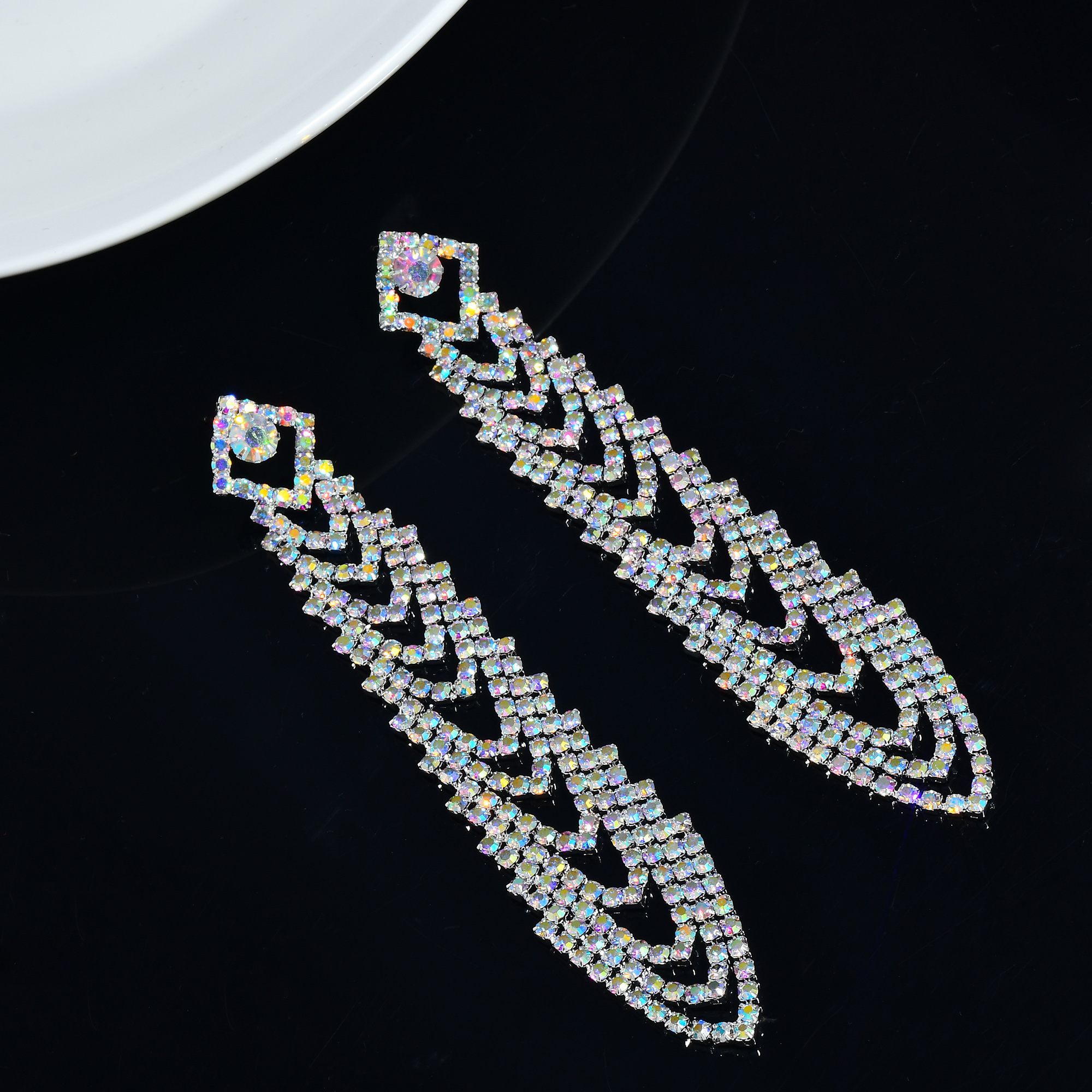 Flowers Claw Setting Earrings For Women In Copper With Water Plating And Rhinestone Inlay, Drop Earrings 7