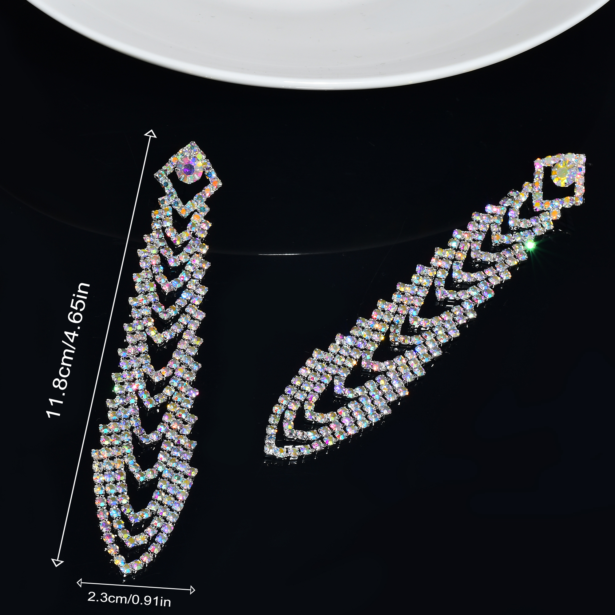Flowers Claw Setting Earrings For Women In Copper With Water Plating And Rhinestone Inlay, Drop Earrings 9