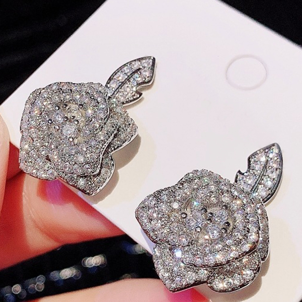 Flowers Earrings With Claw Setting In Copper Featuring KC Golden Water Plating And Zircon Inlay, 0.03µm Thickness 5