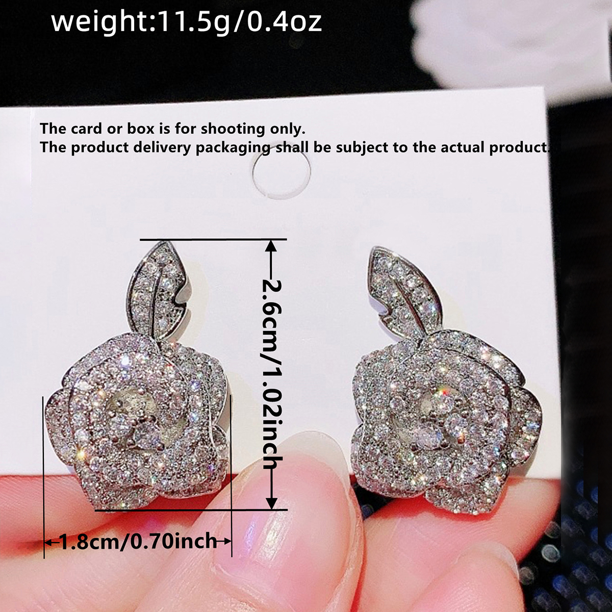 Flowers Earrings With Claw Setting In Copper Featuring KC Golden Water Plating And Zircon Inlay, 0.03µm Thickness 7