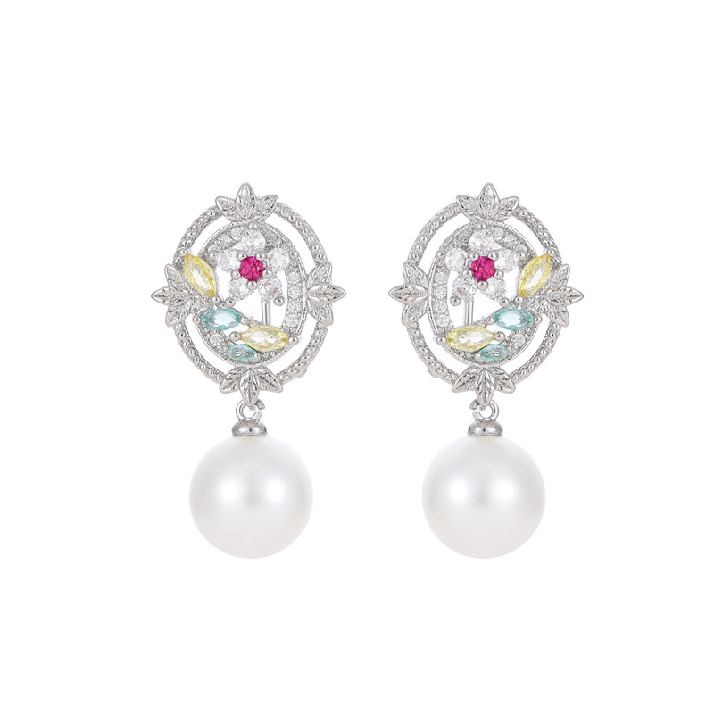 Flowers Stud Earrings For Women Featuring 14K Real Gold Plated Copper With Zirconia Inlay 5