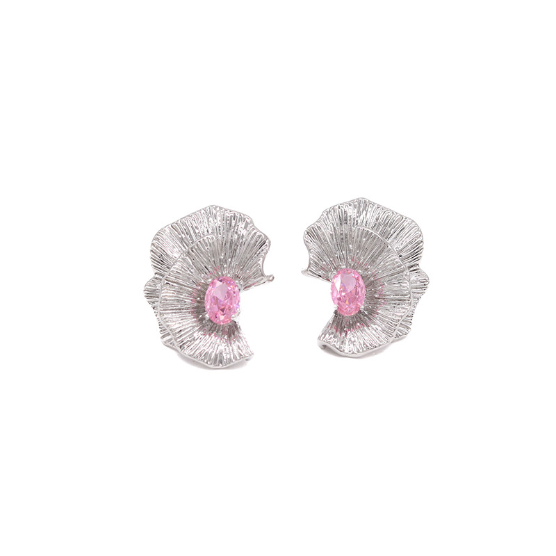 Flowers Stud Earrings For Women In 925 Sterling Silver With 14K Real Gold Plated Electroplated Finish And Zircon Inlay 5