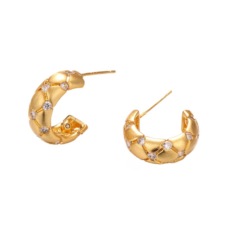 Geometric Asymmetrical Earrings For Women In Copper With 18K Real Gold Plated Water Plating And 0.03µm-0.05µm Thickness 2