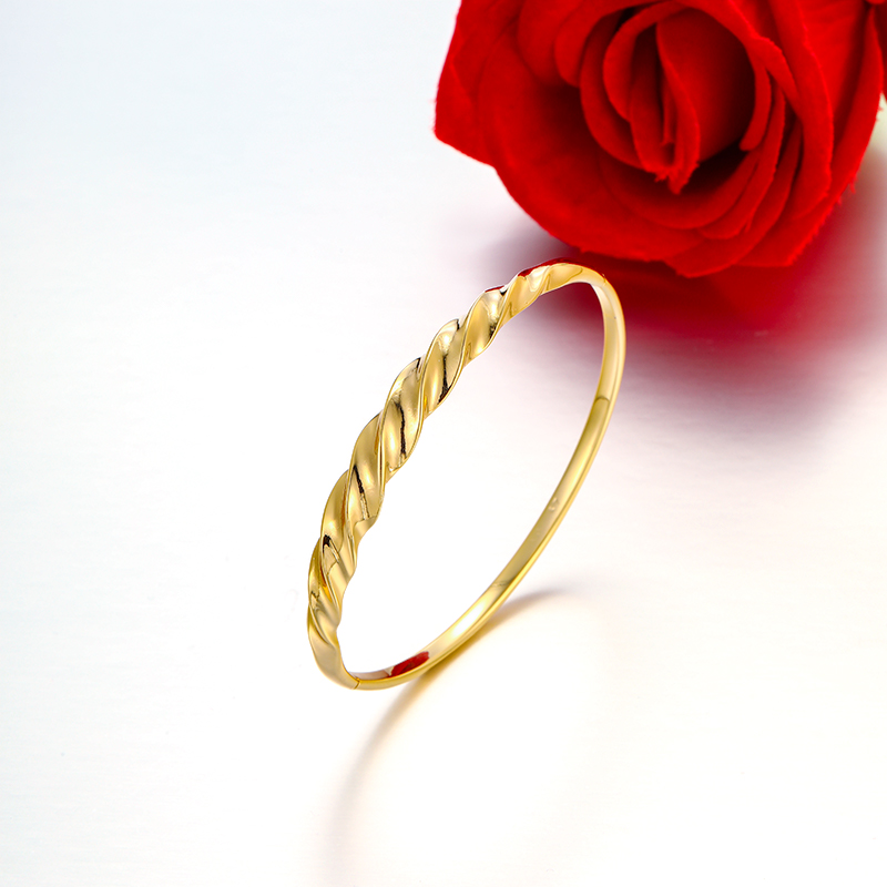XUPING Geometric Bangle For Women In Copper With 18K Real Gold Plated Hypoallergenic Finish