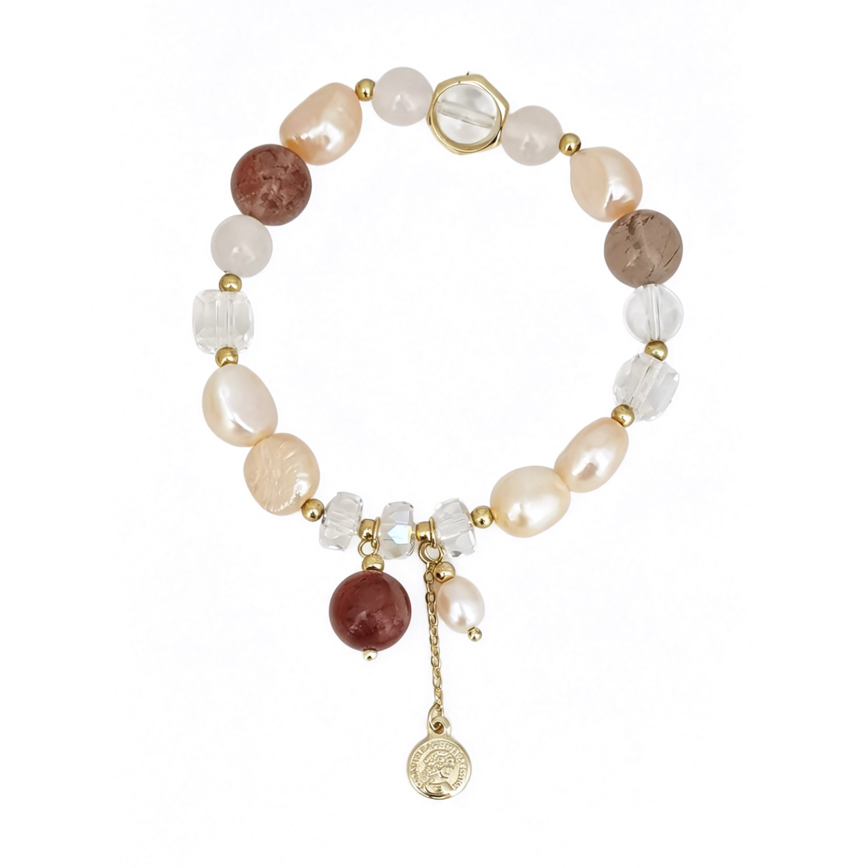 Geometric Beaded Bracelets For Women In Electroplated Golden Plated Copper With Artificial Crystal Inlay 6