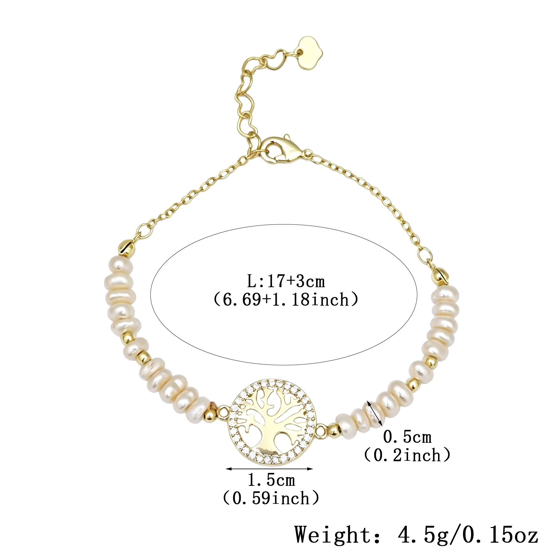 Geometric Beading Bracelet For Women In Golden Plated Copper With Electroplated Finish And Freshwater Pearl Inlay 2