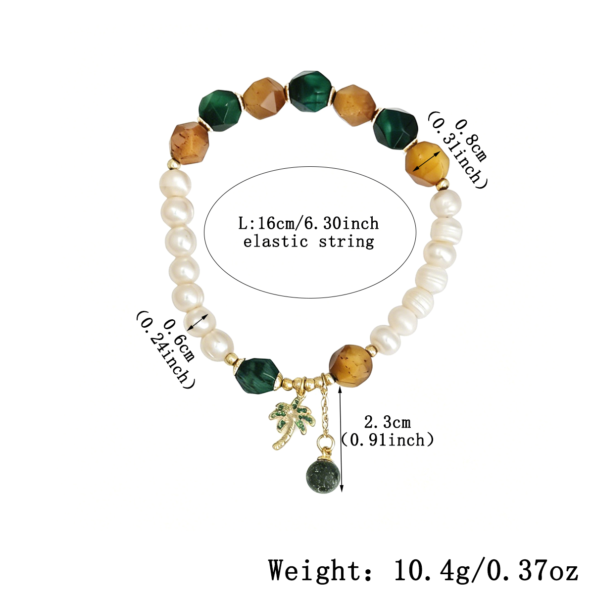 Geometric Beading Bracelet For Women In Golden Plated Copper With Freshwater Pearl Inlay, Electroplated Finish 3