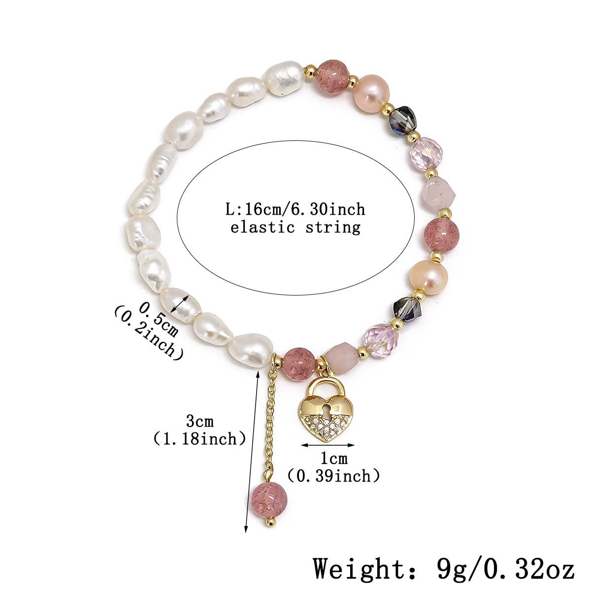 Geometric Beading Bracelets For Women In Golden Plated Copper With Artificial Crystal Inlay, Electroplated Finish 3