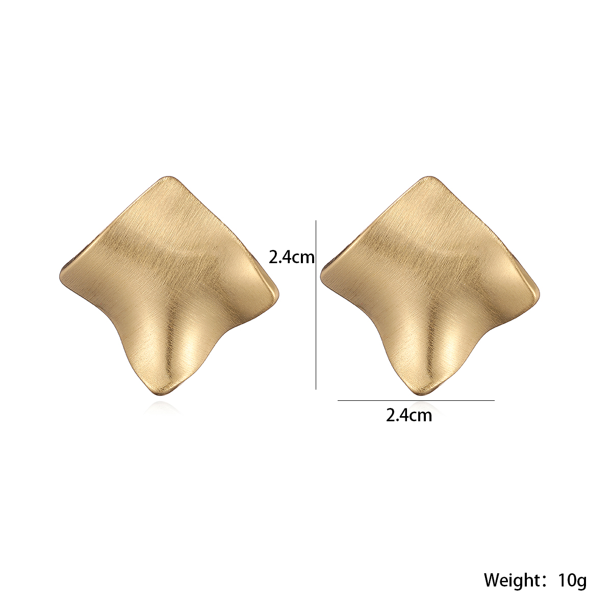 Geometric Brushed Copper Stud Earrings For Women With 0.03µm 18K Real Gold Water Plating 2