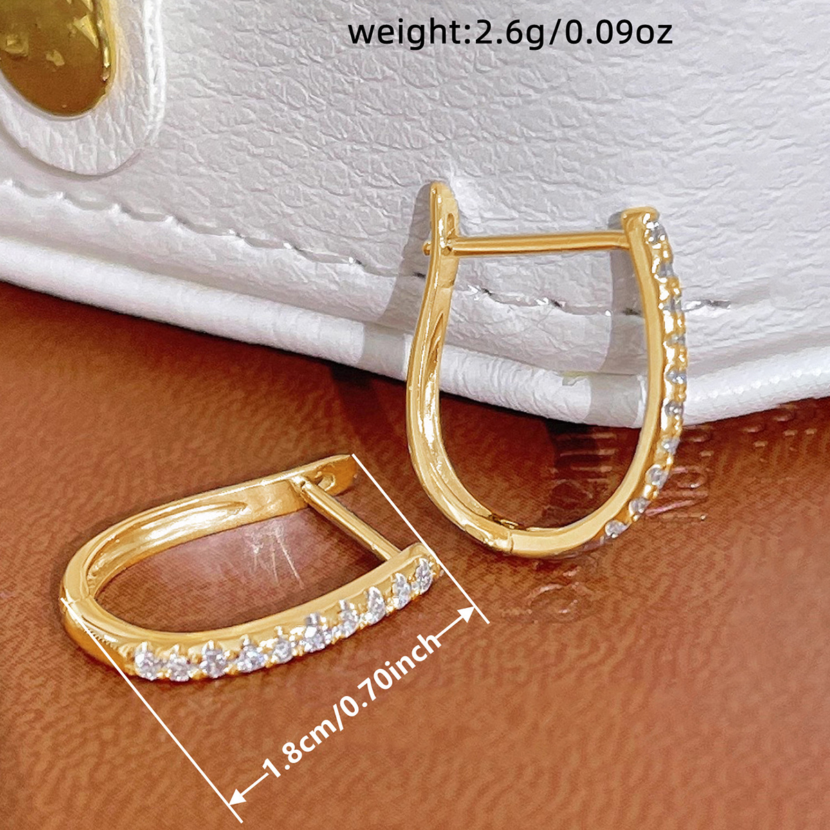 Geometric Claw Setting Earrings In Copper With KC Golden Water Plating And 0.03µm Thickness Featuring Zircon Inlay 6
