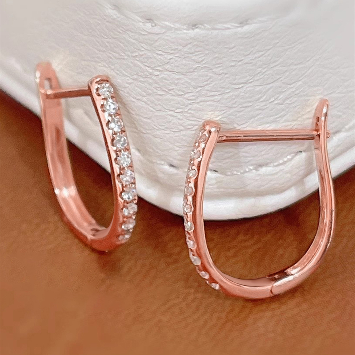 Geometric Claw Setting Earrings In Copper With KC Golden Water Plating And 0.03µm Thickness Featuring Zircon Inlay 7