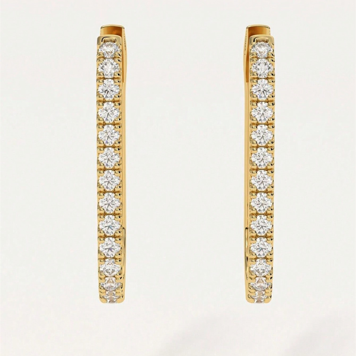 Geometric Claw Setting Earrings For Women In Copper With KC Golden Water Plating And Zircon Inlay 2