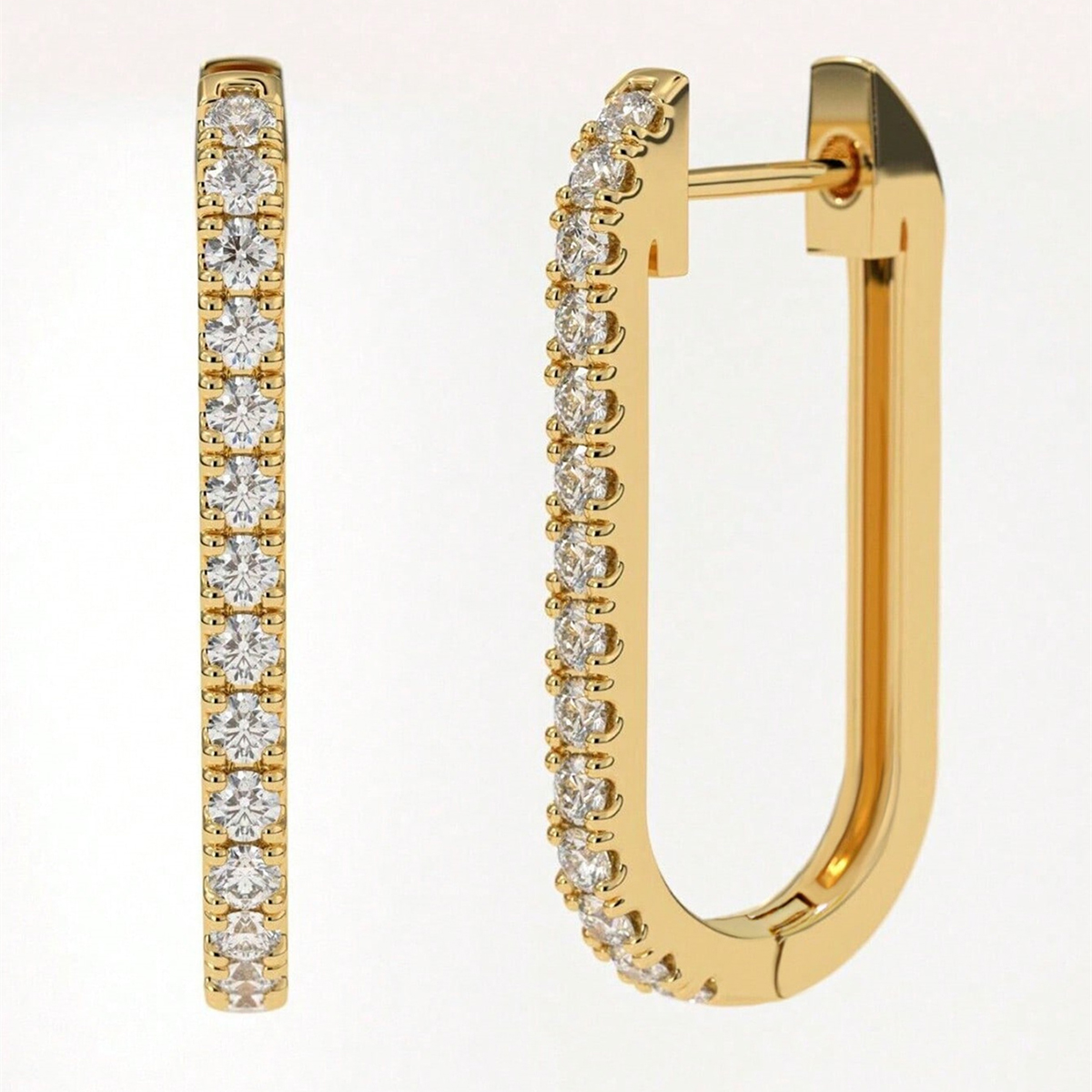 Geometric Claw Setting Earrings For Women In Copper With KC Golden Water Plating And Zircon Inlay 3