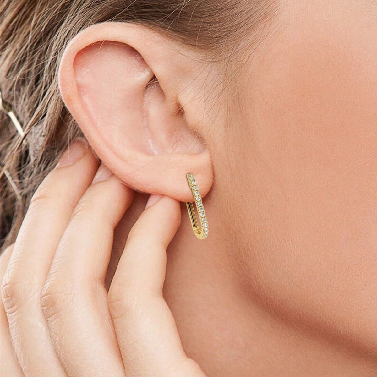 Geometric Claw Setting Earrings For Women In Copper With KC Golden Water Plating And Zircon Inlay 4