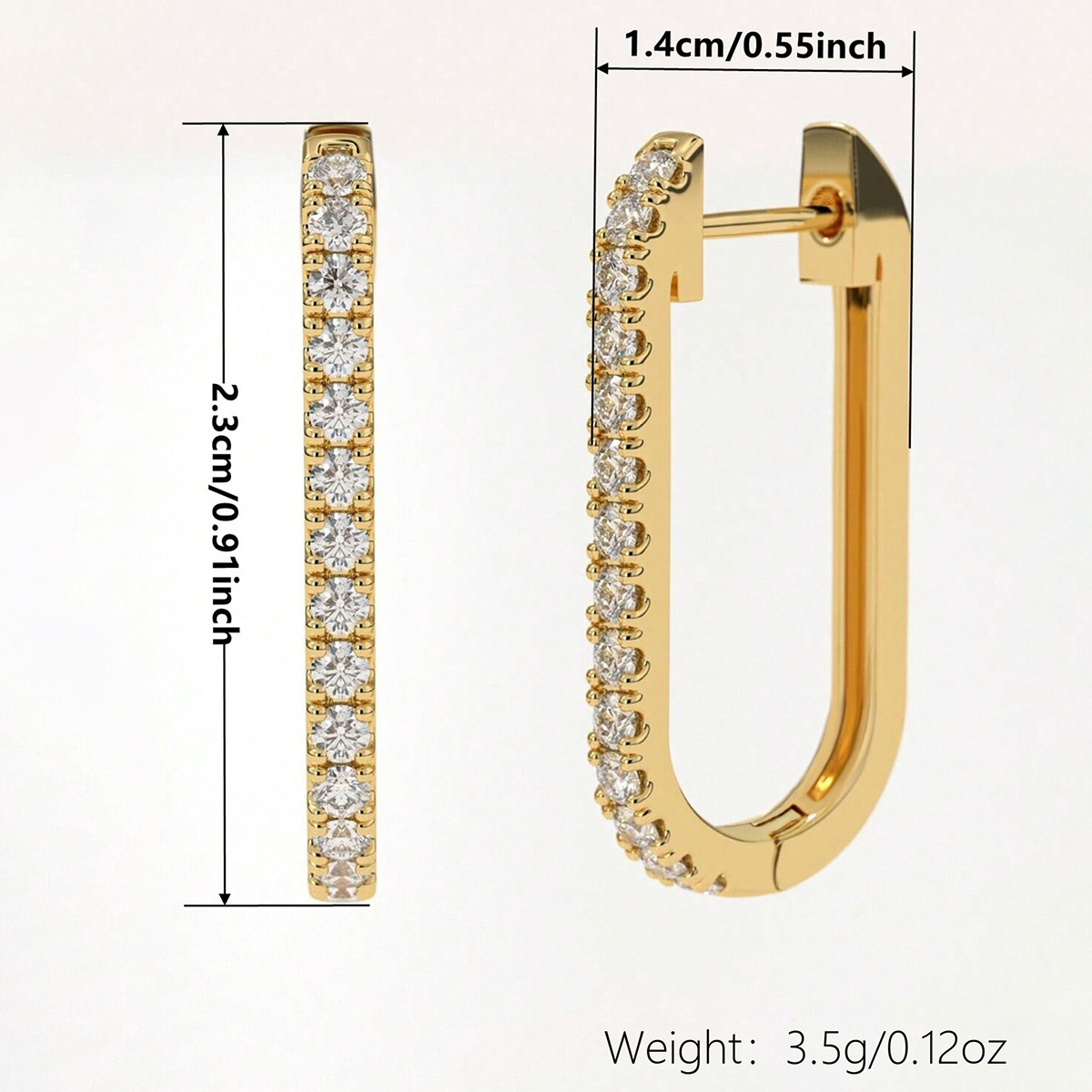 Geometric Claw Setting Earrings For Women In Copper With KC Golden Water Plating And Zircon Inlay 5