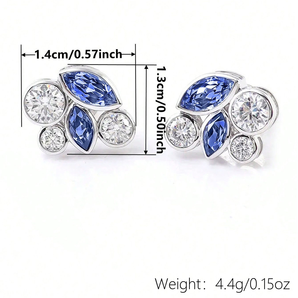 Geometric Claw Setting Stud Earrings For Women In White K Plated Copper With Zircon Inlay And Water Plating 2