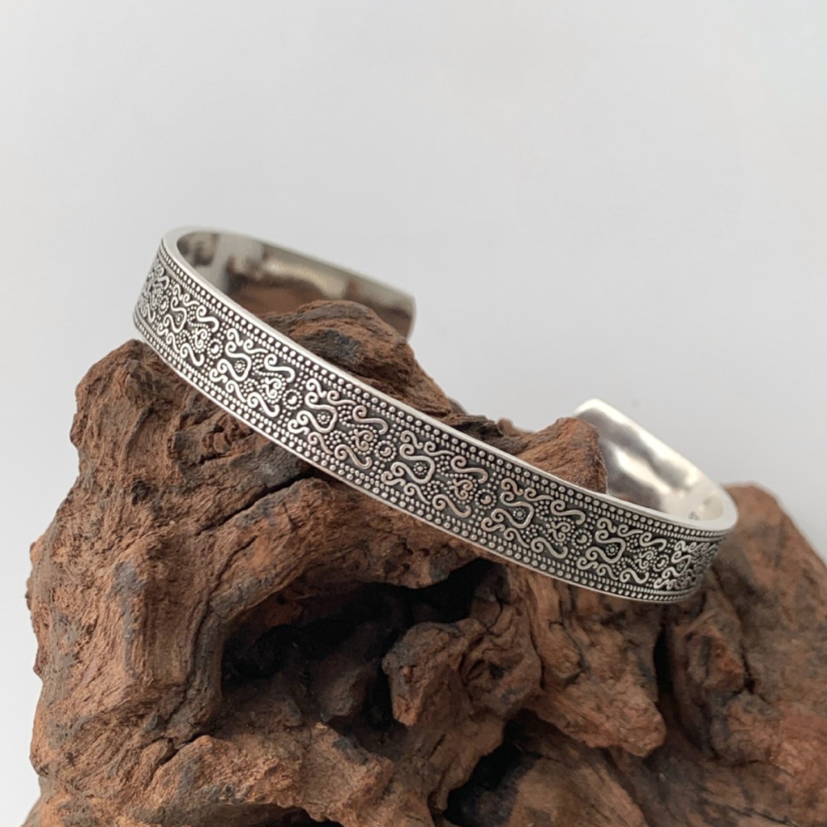 Geometric Copper Bangle With Electroplated Gold Plating In Silver, Featuring Retro Style