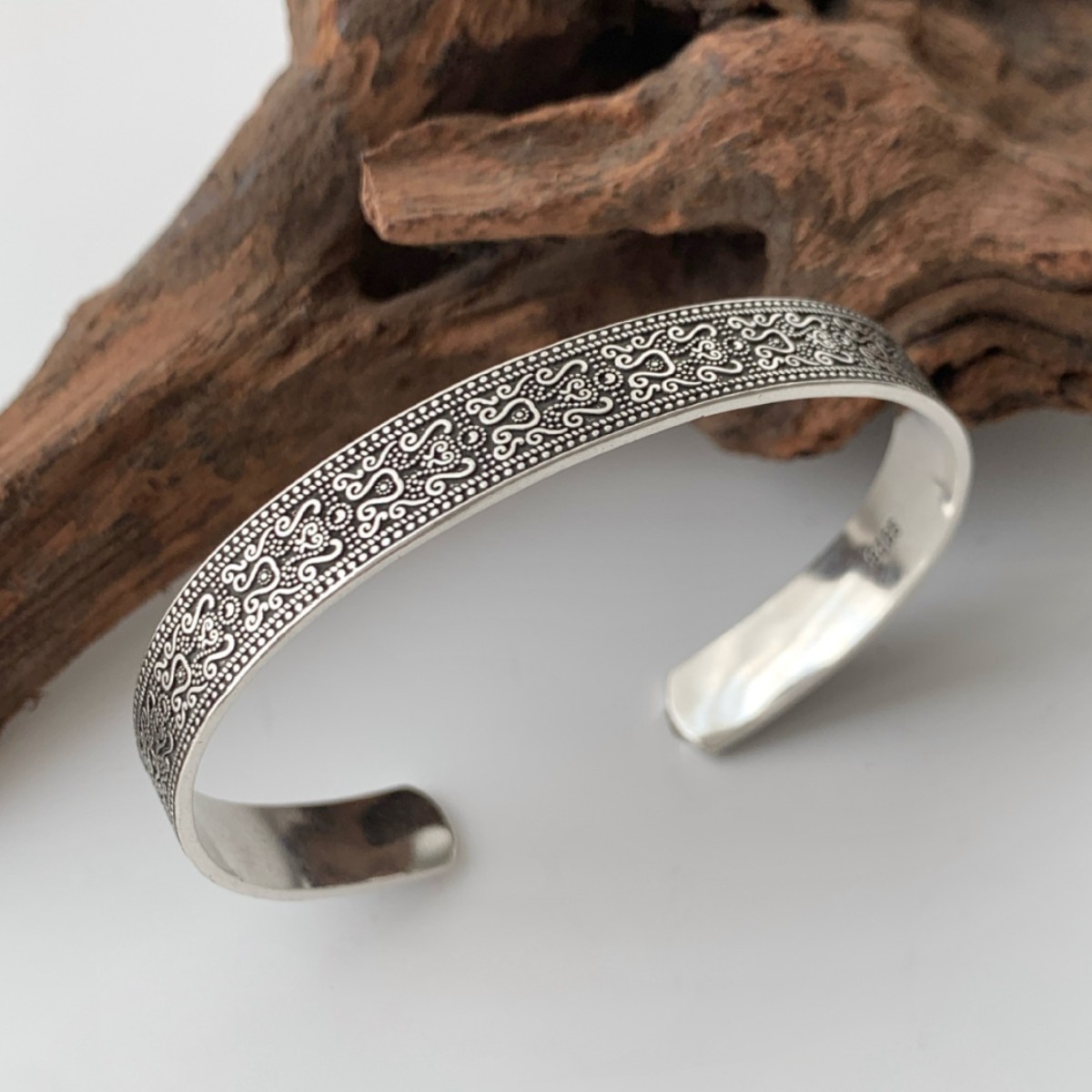 Geometric Copper Bangle With Electroplated Gold Plating In Silver, Featuring Retro Style 2