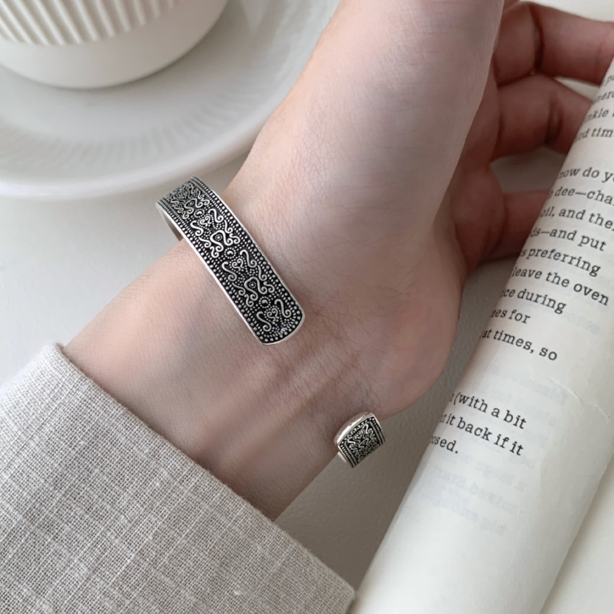 Geometric Copper Bangle With Electroplated Gold Plating In Silver, Featuring Retro Style 4