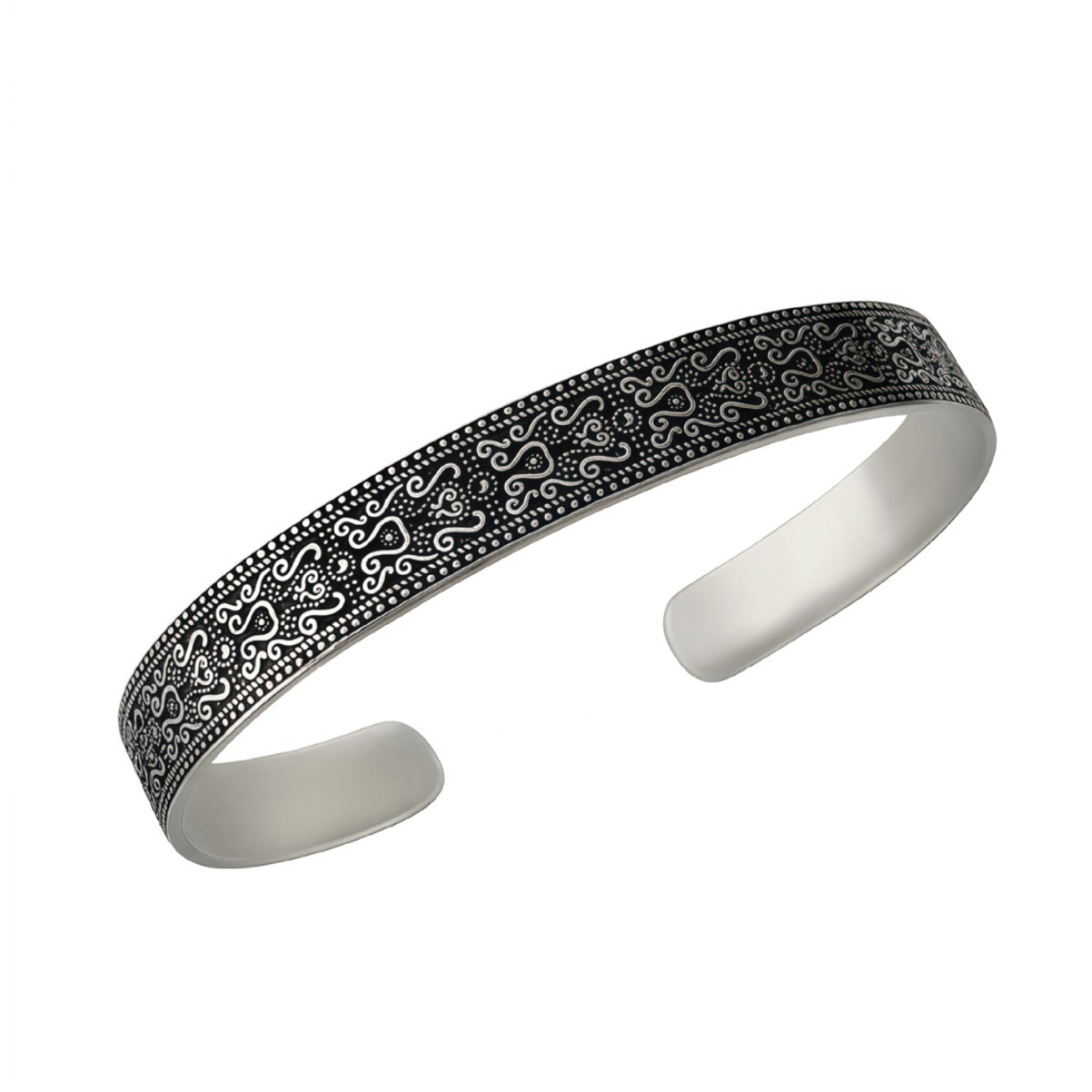 Geometric Copper Bangle With Electroplated Gold Plating In Silver, Featuring Retro Style 5