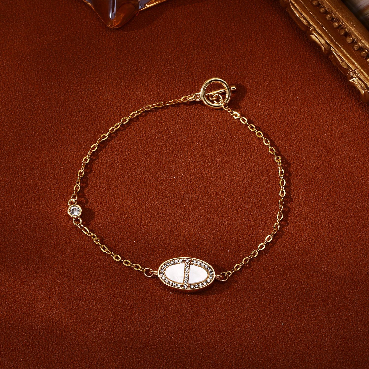 Unisex Geometric Copper Bracelet With 22K Real Gold Electroplated Finish And Mother-of-Pearl Shell Inlay 2
