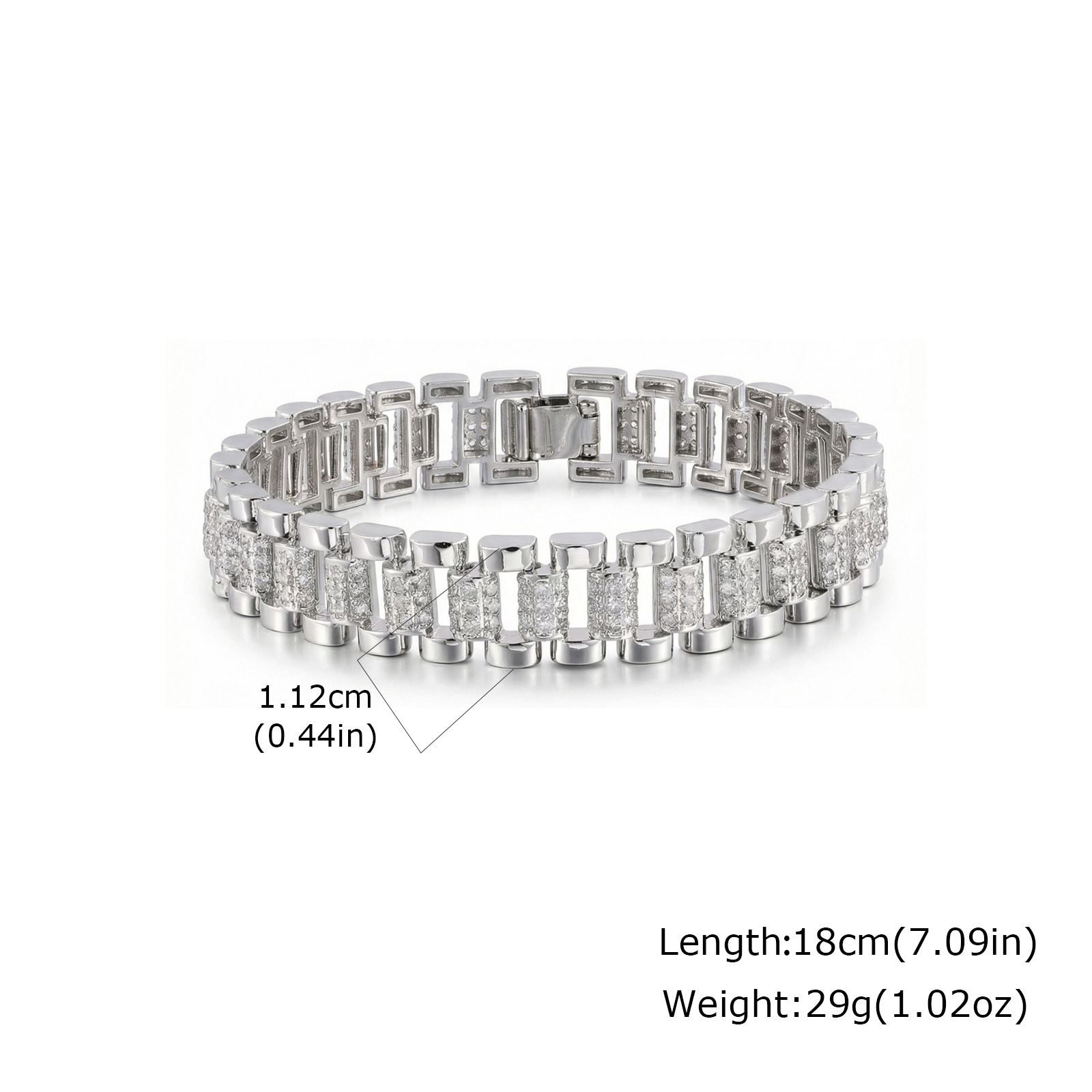 Geometric Copper Bracelet For Women With Platinum Plated Bezel Setting, Handmade Chain, And Zircon Inlay Featuring Water Plating 2