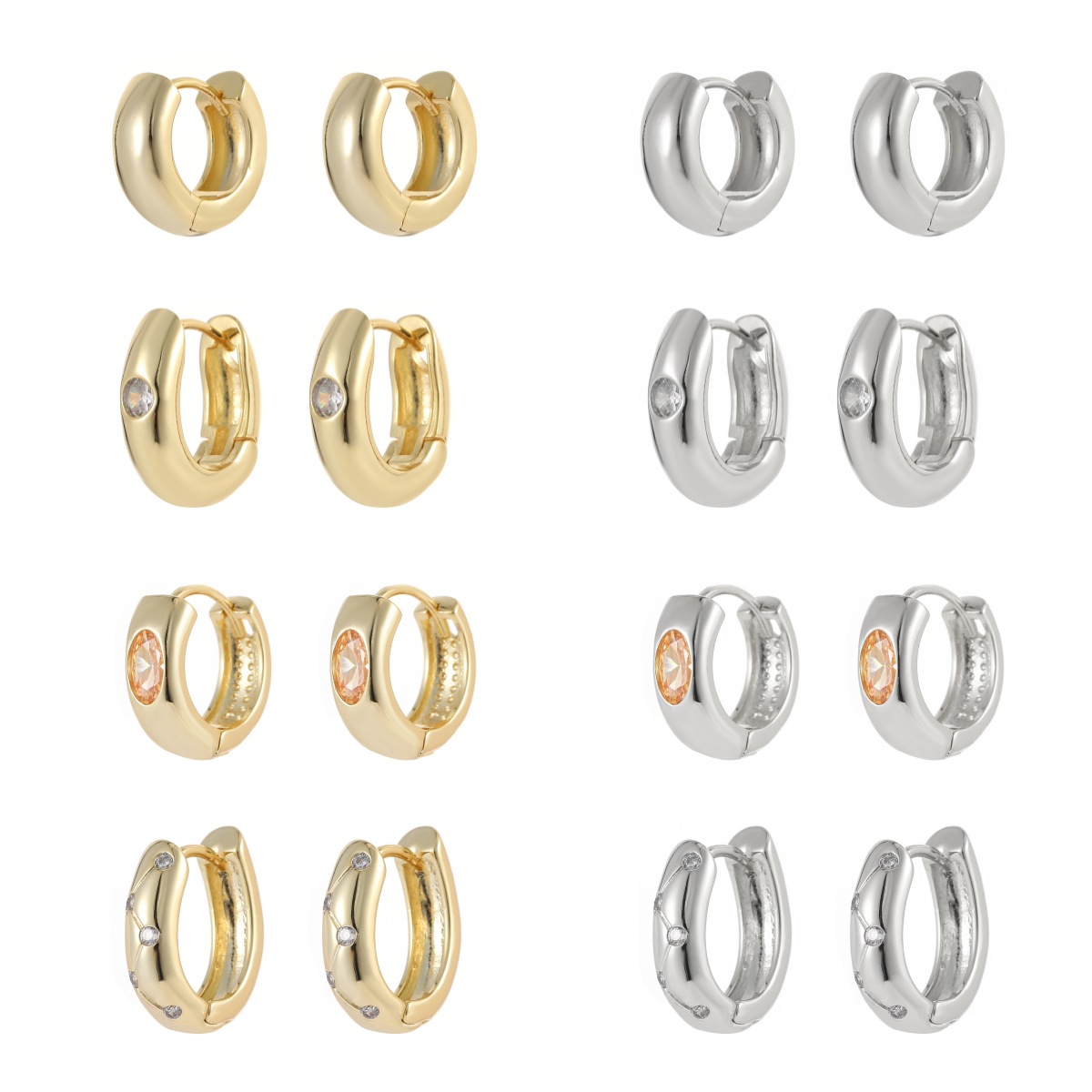 Geometric Copper Earrings For Women With 14K Real Gold Plating And Zircon Inlay 5