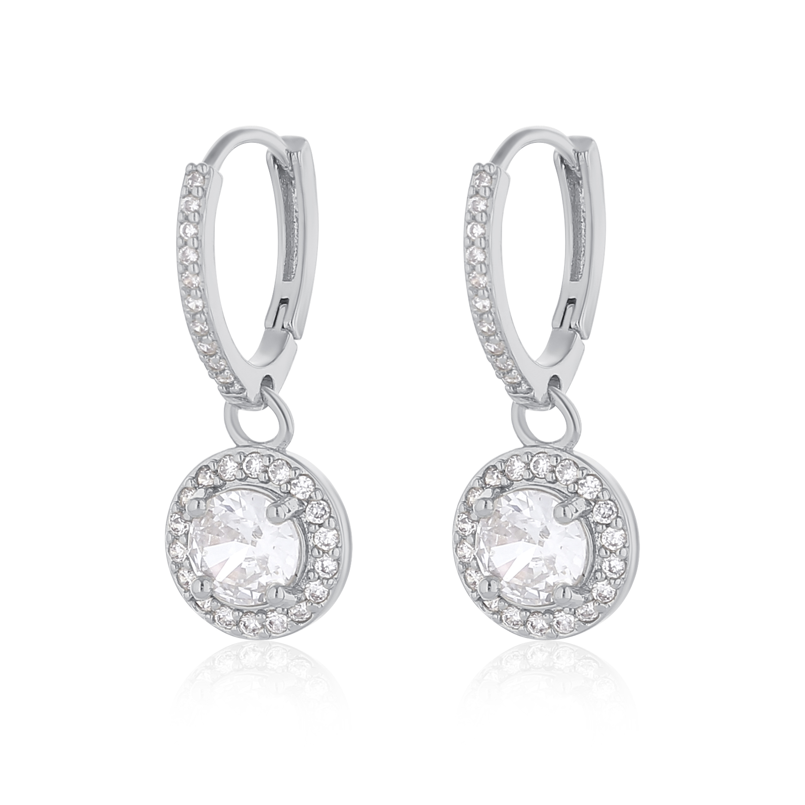 Geometric Drop Earrings For Women With Bezel Setting, PVD Coated Copper, 18K Real Gold Plated, Featuring Zircon Inlay 3