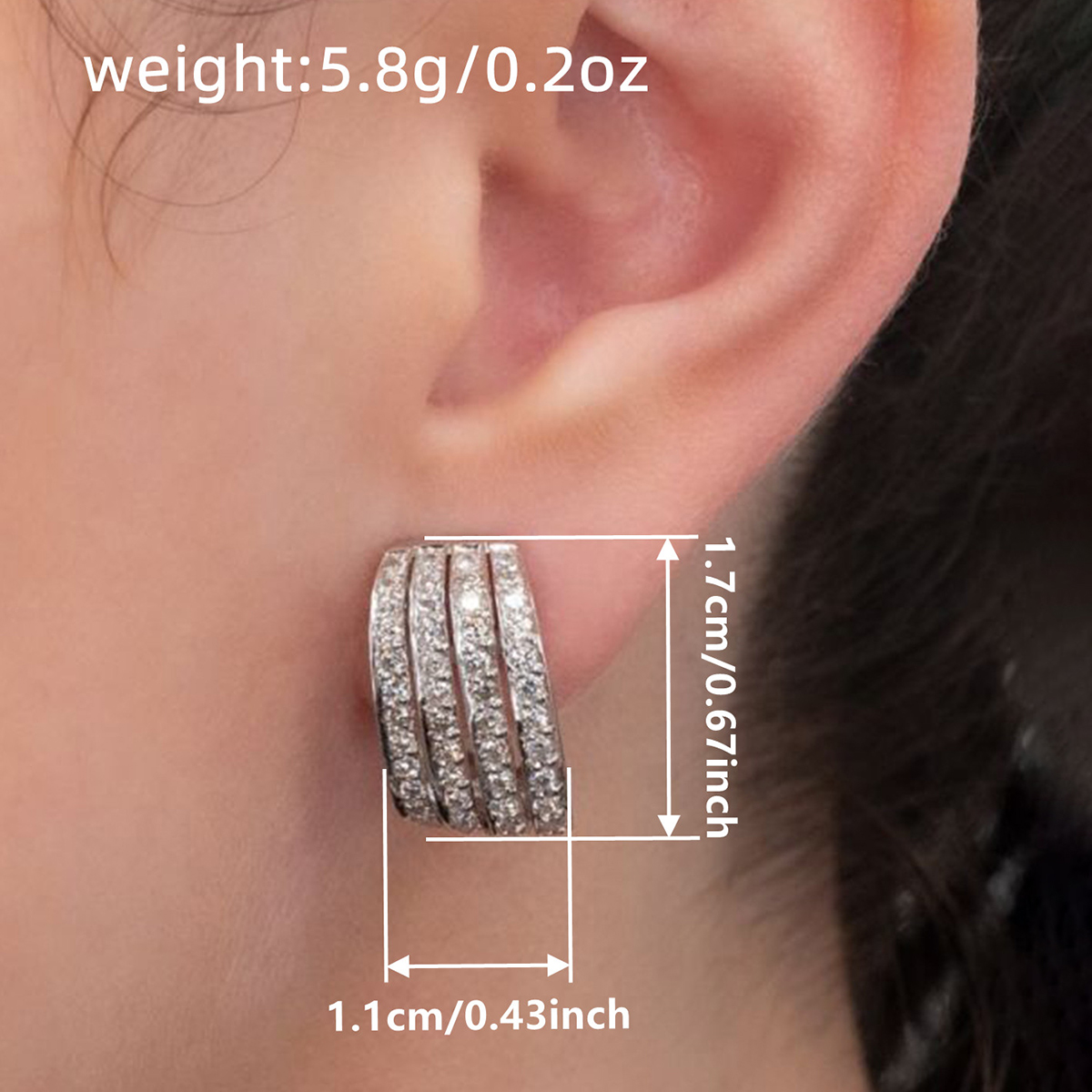 Geometric Drop Earrings With Claw Setting In Copper Featuring White K Water Plating And 0.03µm Thick Zircon Inlay 3