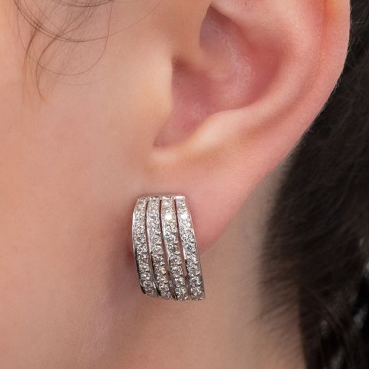 Geometric Drop Earrings With Claw Setting In Copper Featuring White K Water Plating And 0.03µm Thick Zircon Inlay 6