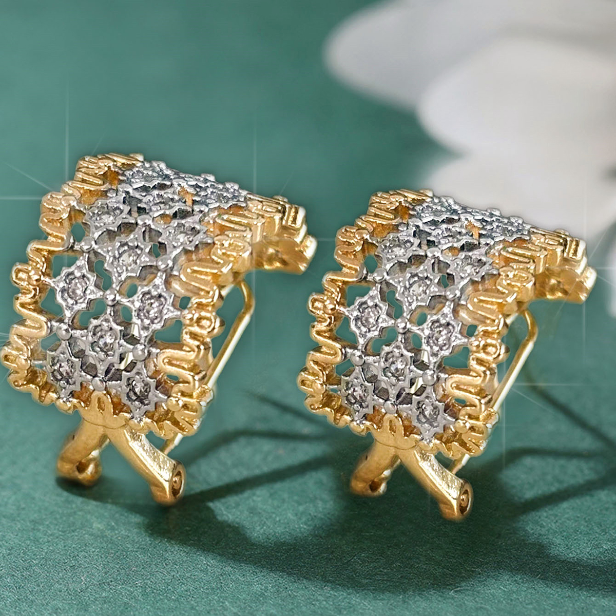 Geometric Drop Earrings With Claw Setting, Copper Material Featuring KC Golden Water Plating And 0.03µm Thickness, Inlaid Zircon 4