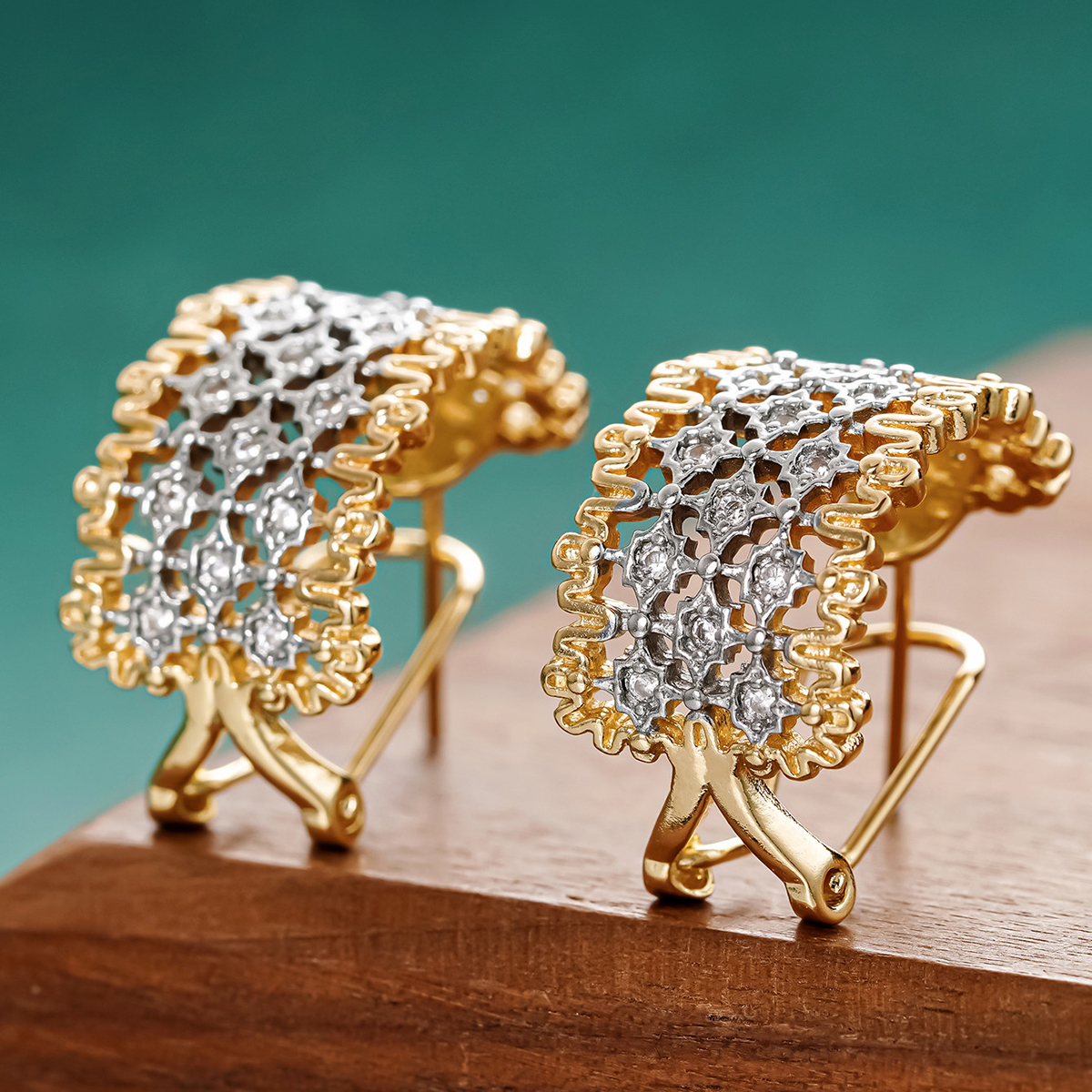 Geometric Drop Earrings With Claw Setting, Copper Material Featuring KC Golden Water Plating And 0.03µm Thickness, Inlaid Zircon 8