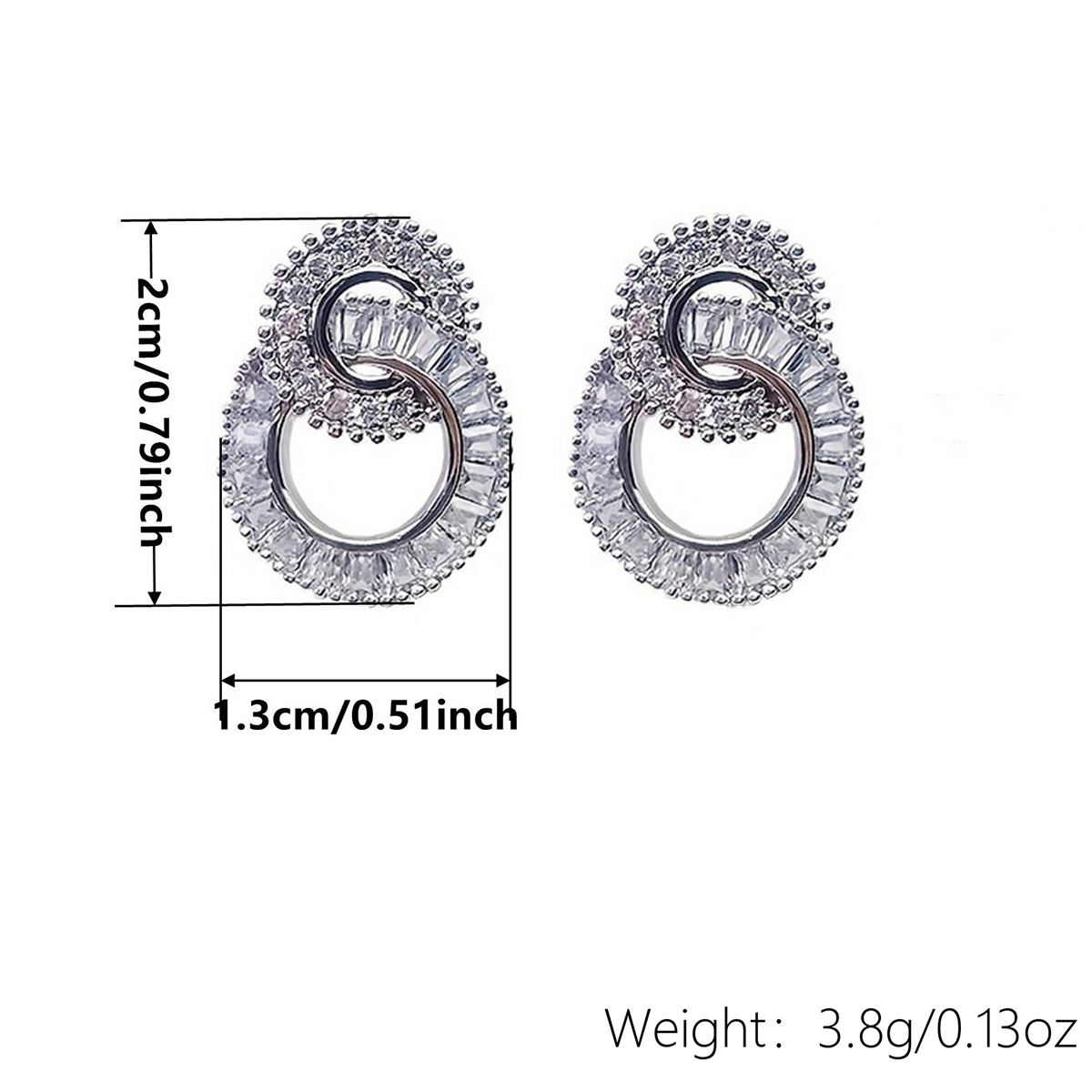 Geometric Drop Earrings For Women With Claw Setting, White K Plated Copper, Water Plating, And Zircon Inlay 4