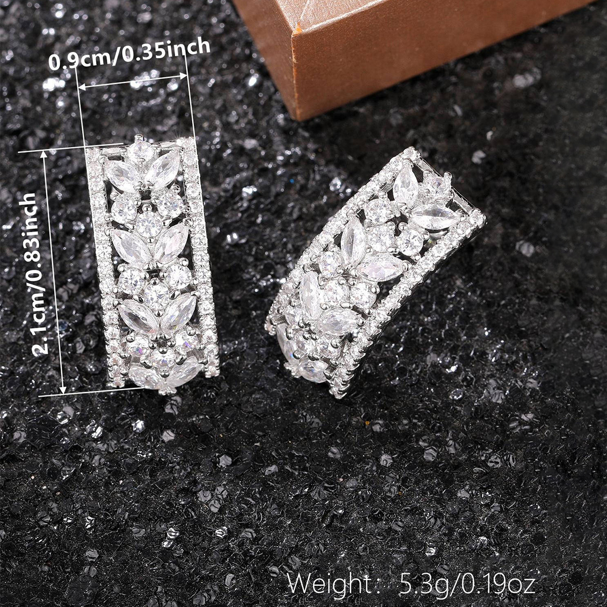 Geometric Drop Earrings For Women With Claw Setting, White K Plated Copper, Water Plating, And Zircon Inlay 6