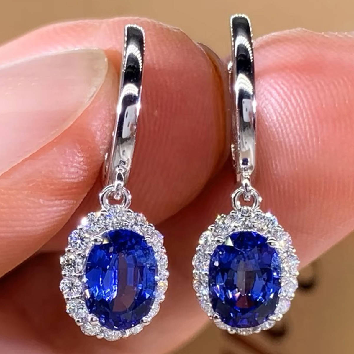 Geometric Drop Earrings For Women With Claw Setting, White K Plated Copper, Water Plating, And Zircon Inlay