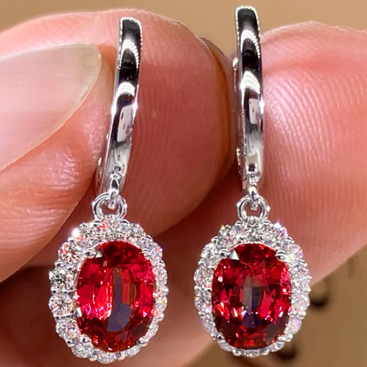Geometric Drop Earrings For Women With Claw Setting, White K Plated Copper, Water Plating, And Zircon Inlay 2