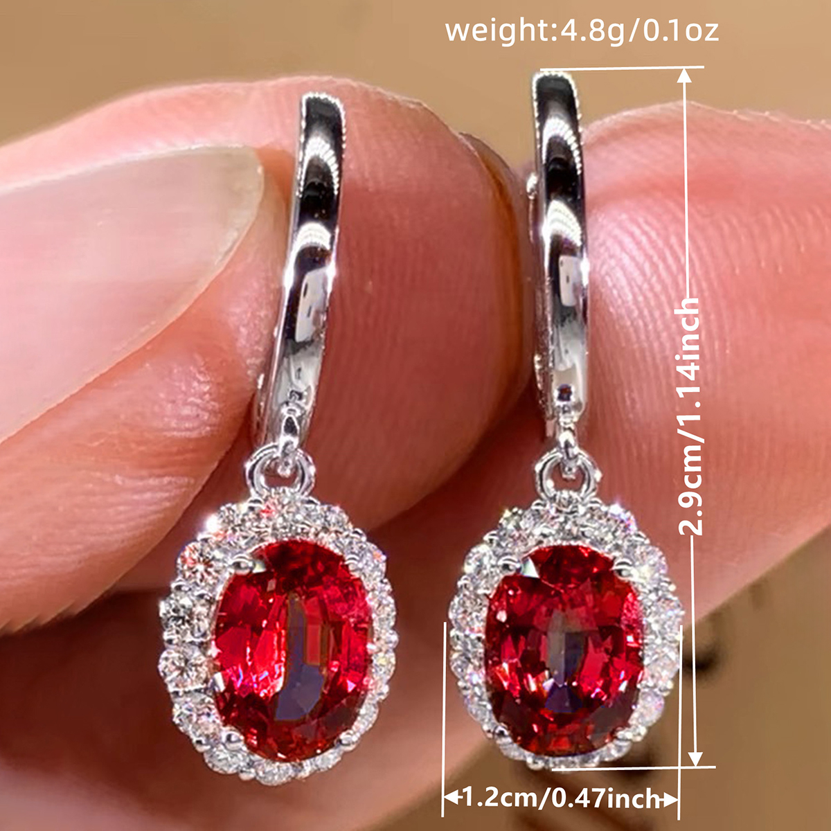 Geometric Drop Earrings For Women With Claw Setting, White K Plated Copper, Water Plating, And Zircon Inlay 6