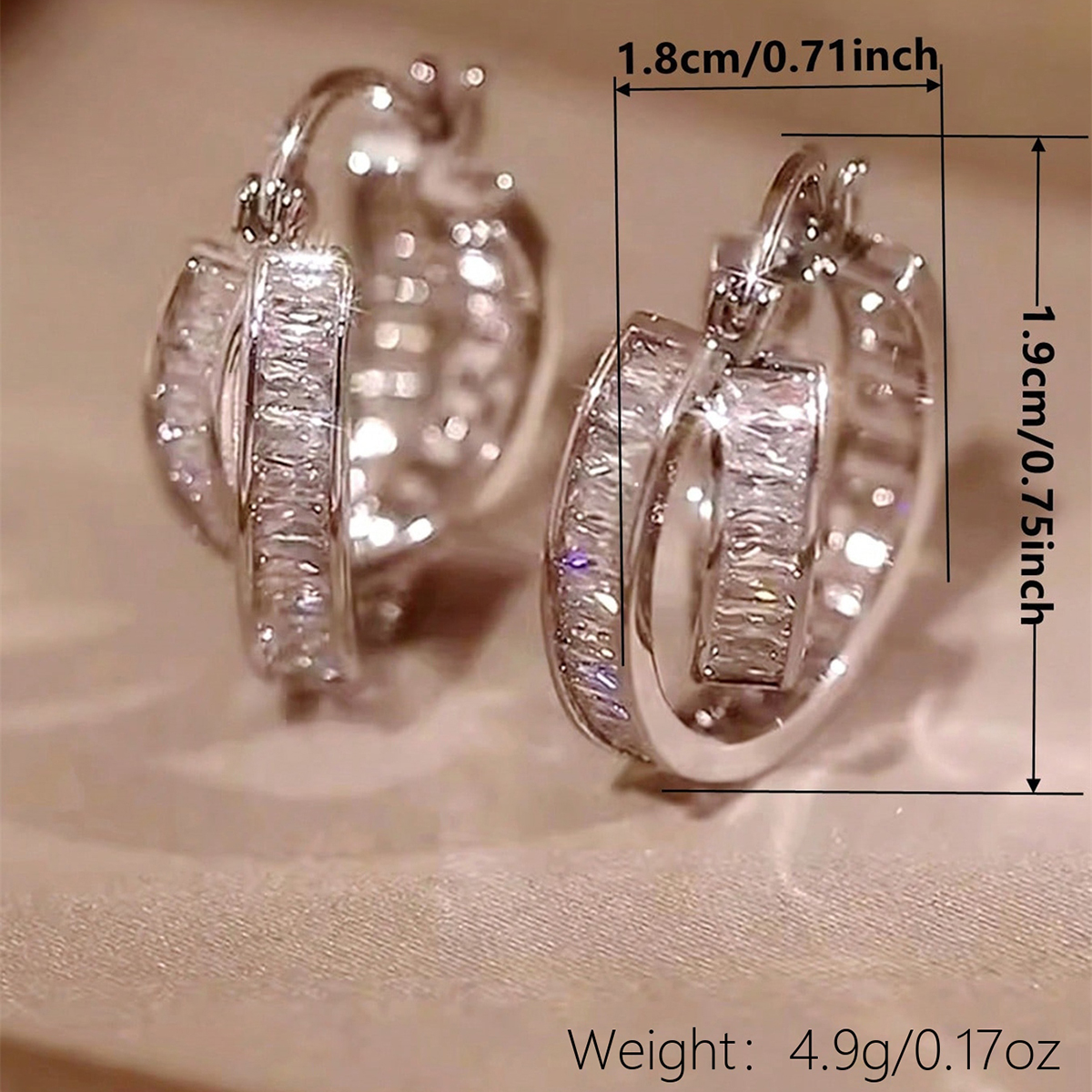 Geometric Drop Earrings For Women With Claw Setting, Copper Base, KC Golden Water Plating, And Zircon Inlay 3