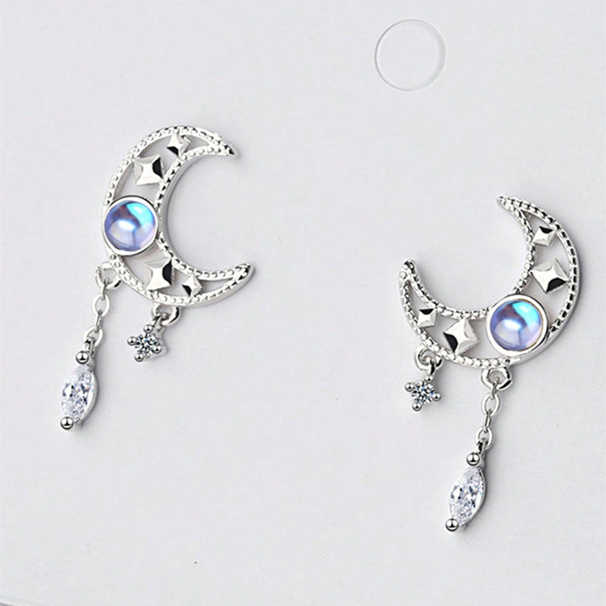 Geometric Drop Earrings For Women With Claw Setting, White K Plated Copper, Water Plating, And Zircon Inlay 3