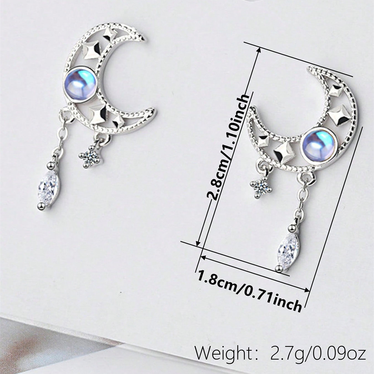 Geometric Drop Earrings For Women With Claw Setting, White K Plated Copper, Water Plating, And Zircon Inlay 5