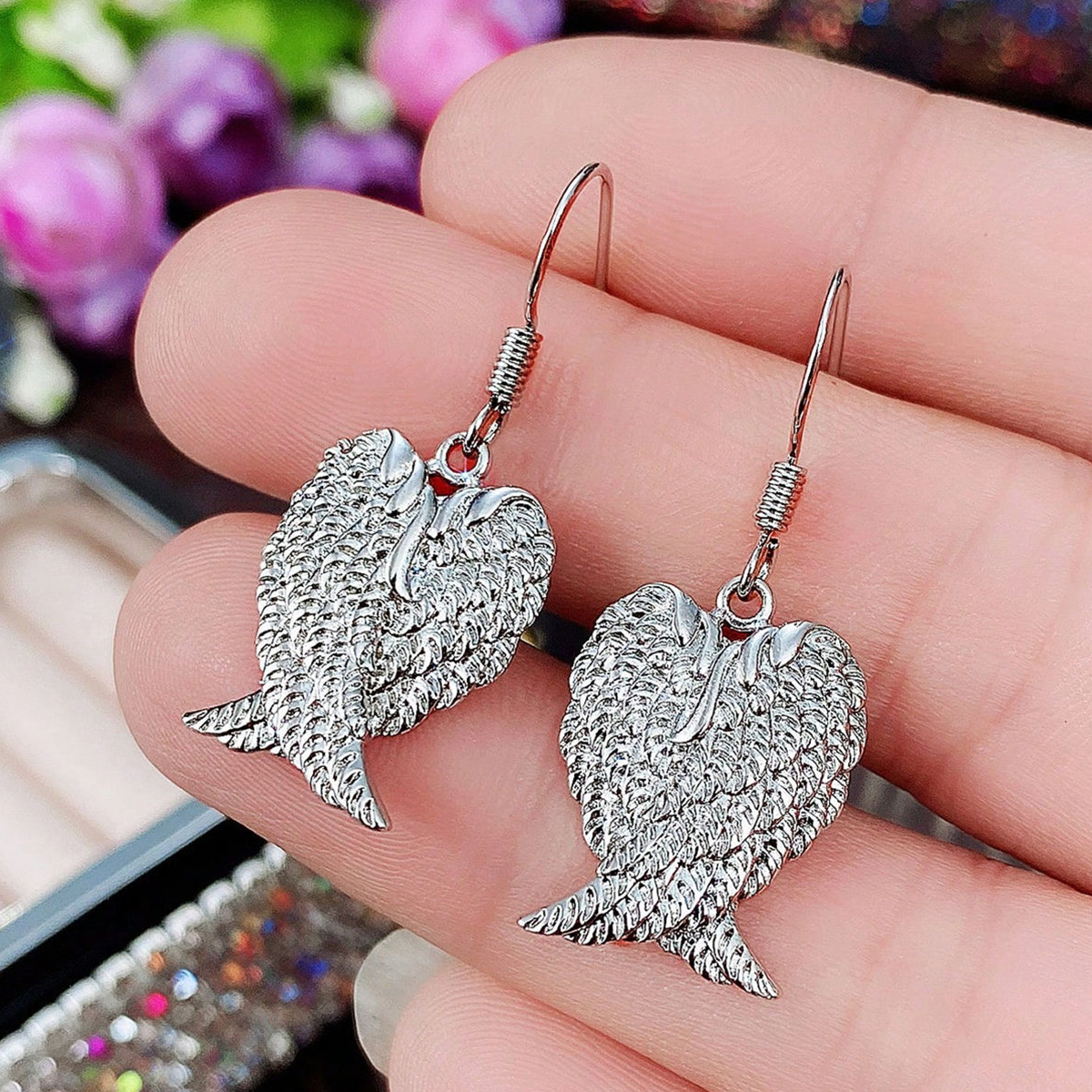 Geometric Drop Earrings For Women In Copper With Claw Setting And Water Plating Featuring 0.03µm White K Gold Plating 2