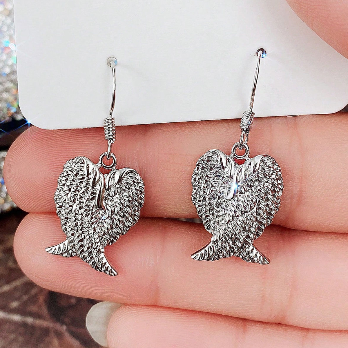 Geometric Drop Earrings For Women In Copper With Claw Setting And Water Plating Featuring 0.03µm White K Gold Plating 4