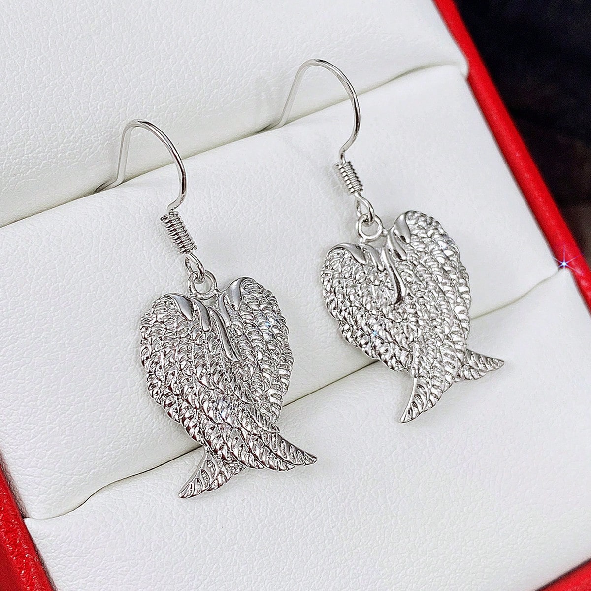 Geometric Drop Earrings For Women In Copper With Claw Setting And Water Plating Featuring 0.03µm White K Gold Plating 5