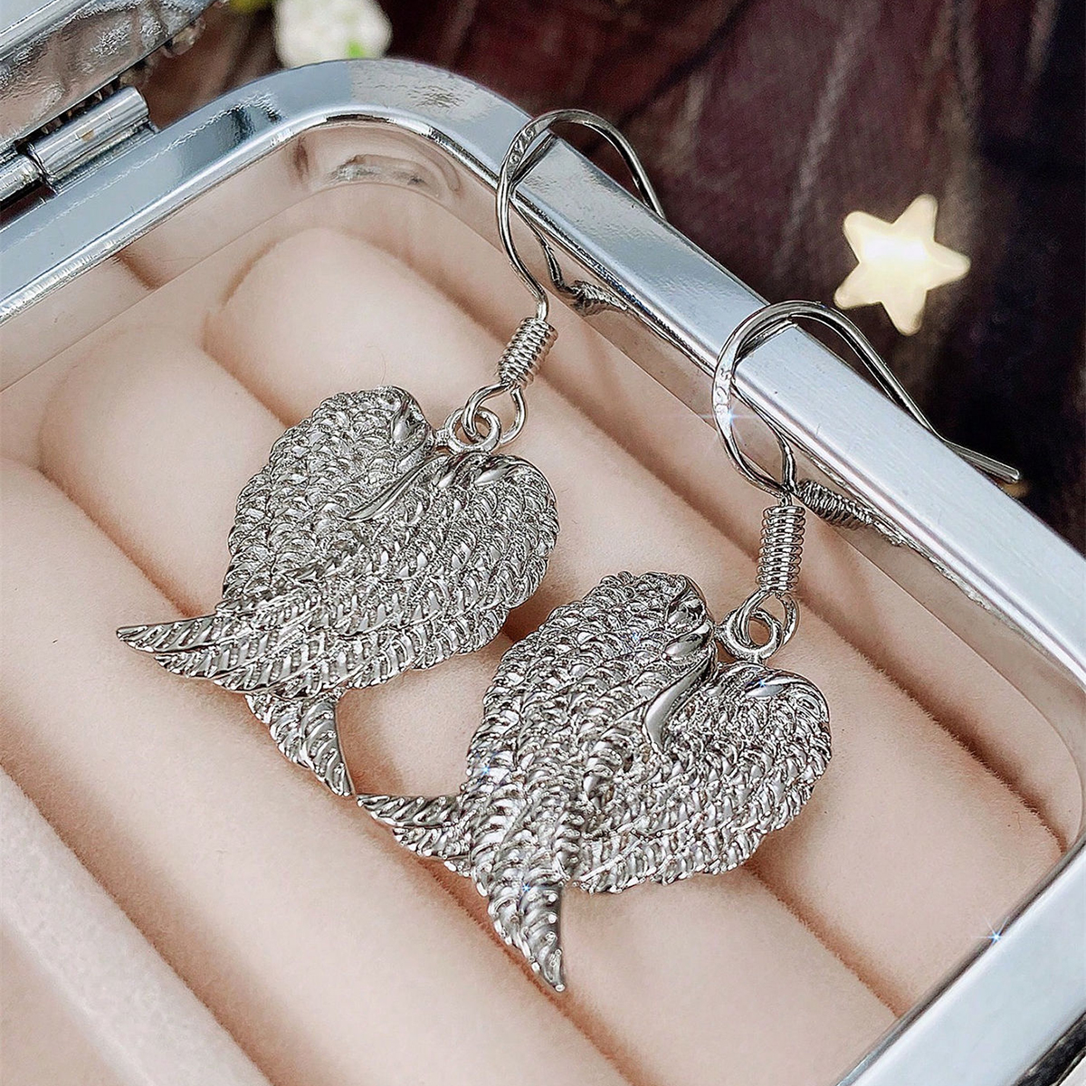 Geometric Drop Earrings For Women In Copper With Claw Setting And Water Plating Featuring 0.03µm White K Gold Plating 6