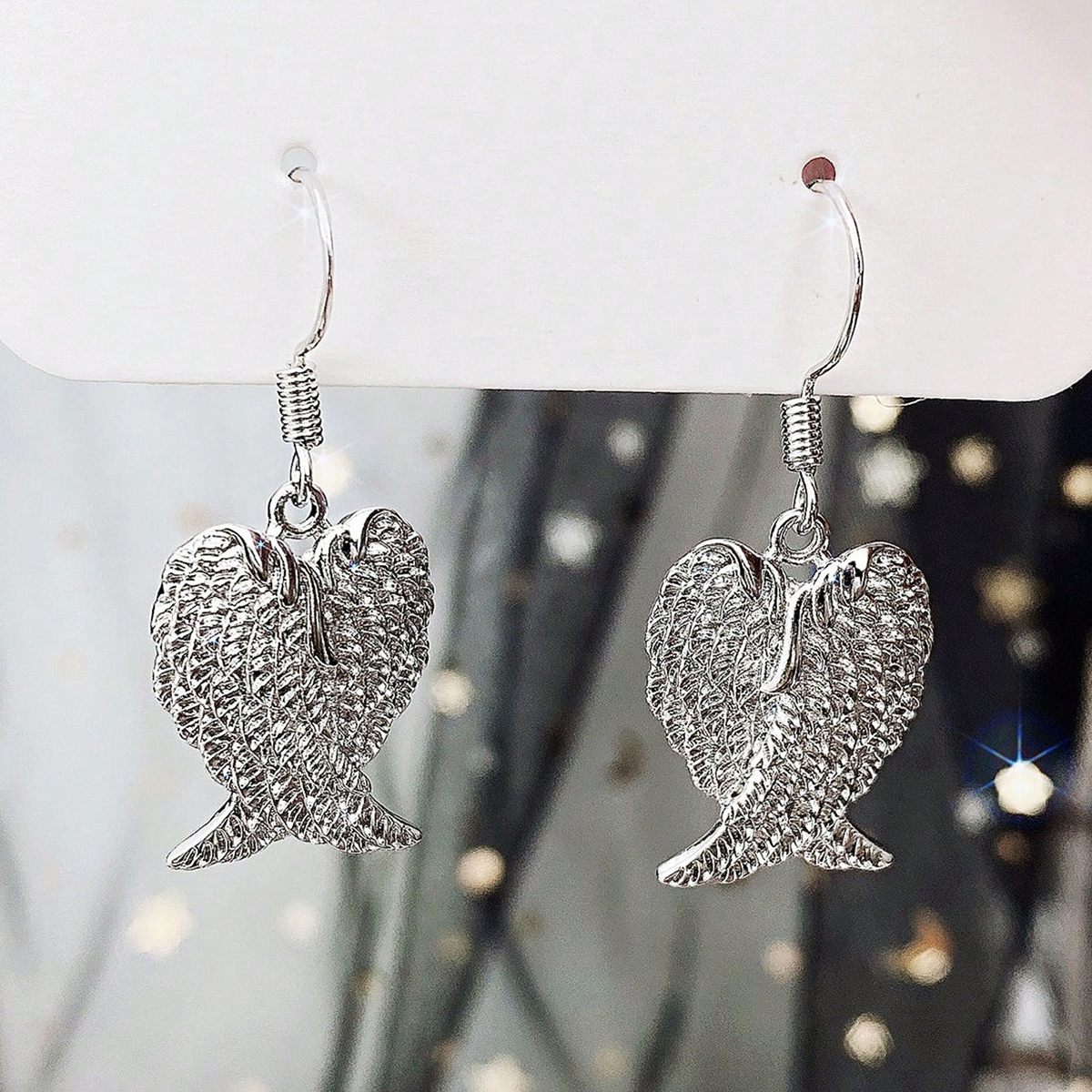 Geometric Drop Earrings For Women In Copper With Claw Setting And Water Plating Featuring 0.03µm White K Gold Plating 8