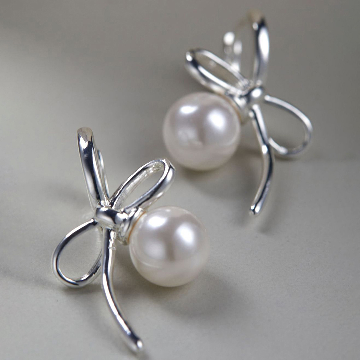Three-dimensional Geometric Drop Earrings In Copper With White K Water Plating And 0.03µm Thickness Featuring Pearl Inlay 5